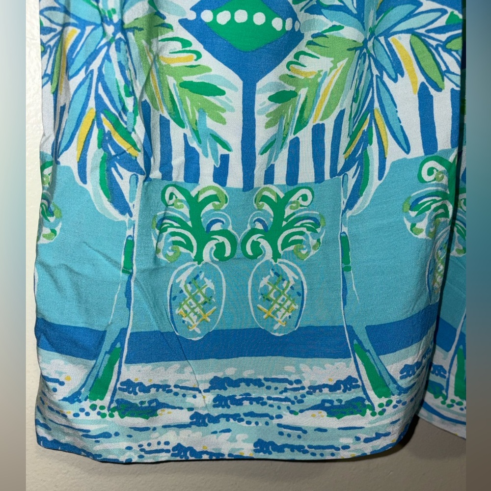 LILLY PULITZER Whisper Blue Green Bal Harbour Mid-Rise Palazzo Pants Large NWT - Picture 11 of 15